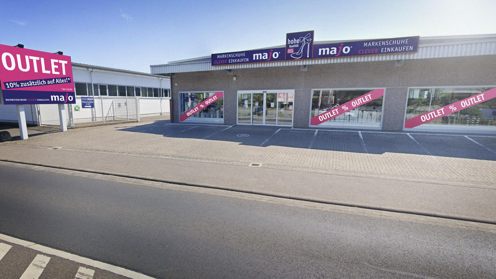 Außenansicht der Filale von majo-Markenschuhe in Aschaffenburg